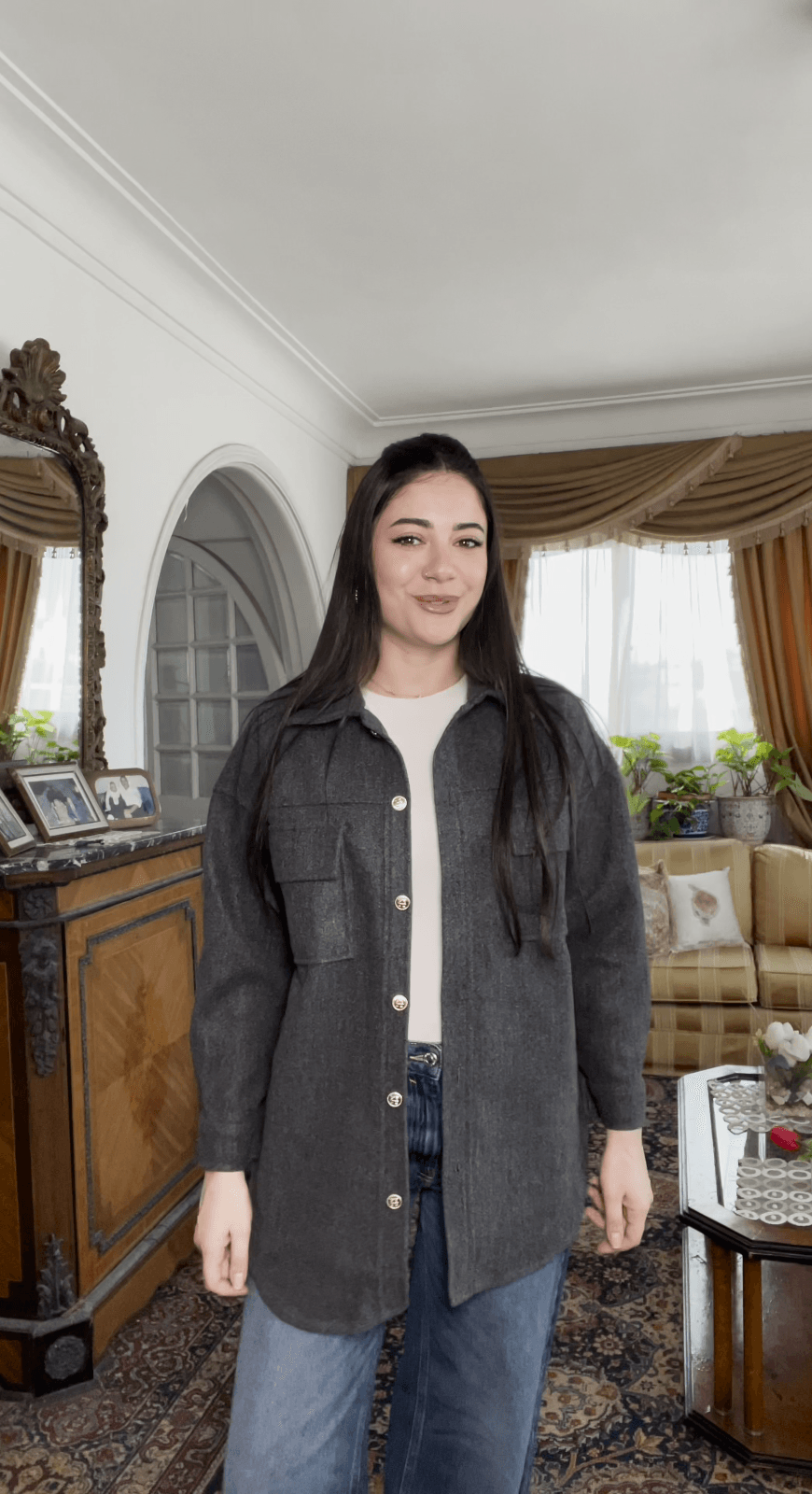 جاكيت جوخ تركي رمادي - FirstOne Fashion